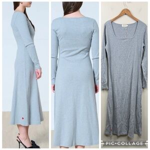 PRELOVED CANADA square neck long sleeve maxi dress with cute heart detail XL